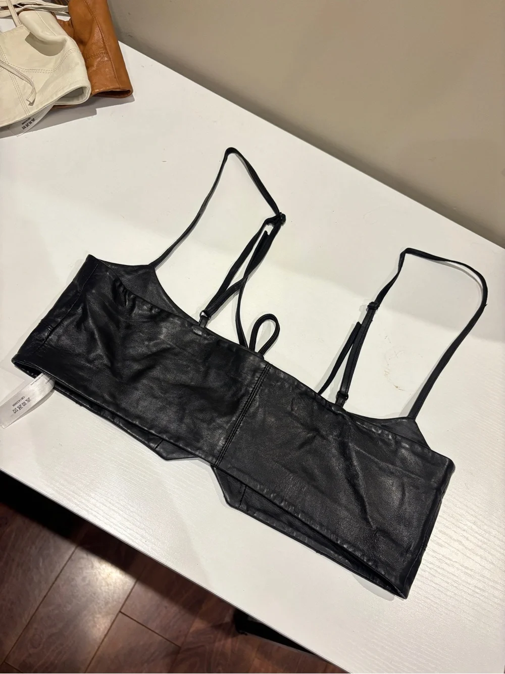 Free People x Hastings Leather Corset Belt Top (Black)